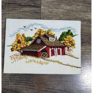 Vintage Needle Craft Jiffy Crewel Embroidery Barn Country 5x7